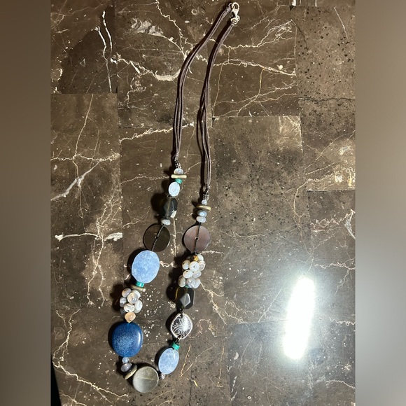 Silpada 28” Necklace, Quartize, Agate, Magnesite, Shell, Sterling Silver - Picture 3 of 4